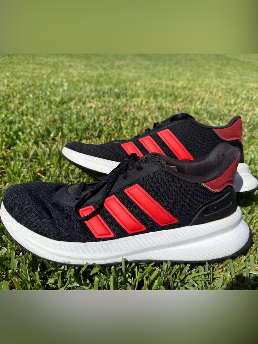 adidas Black Athletic Running Shoes with Red Stripes